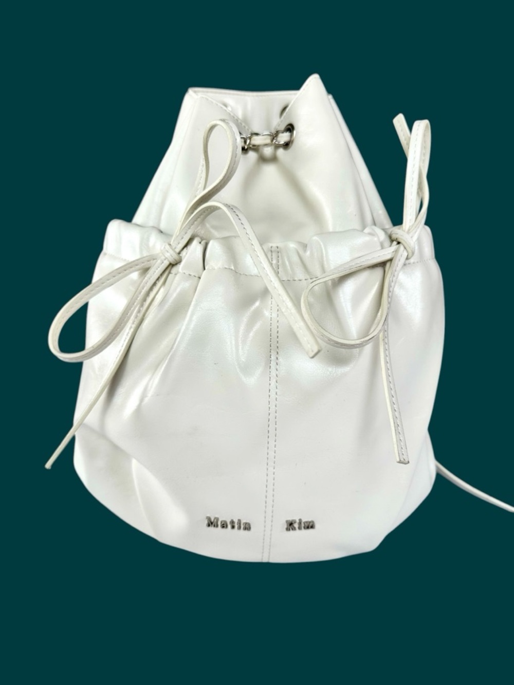 Matin Kim Leather Drawstring Ribbon Backpack - Picture 3 of 16